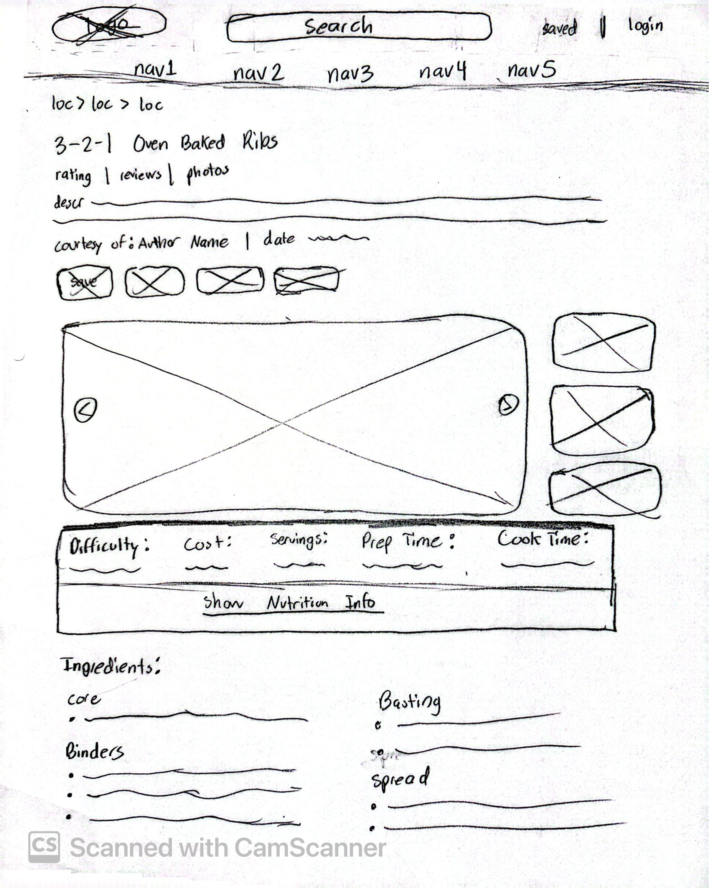 prototype sketch version 1 for desktop