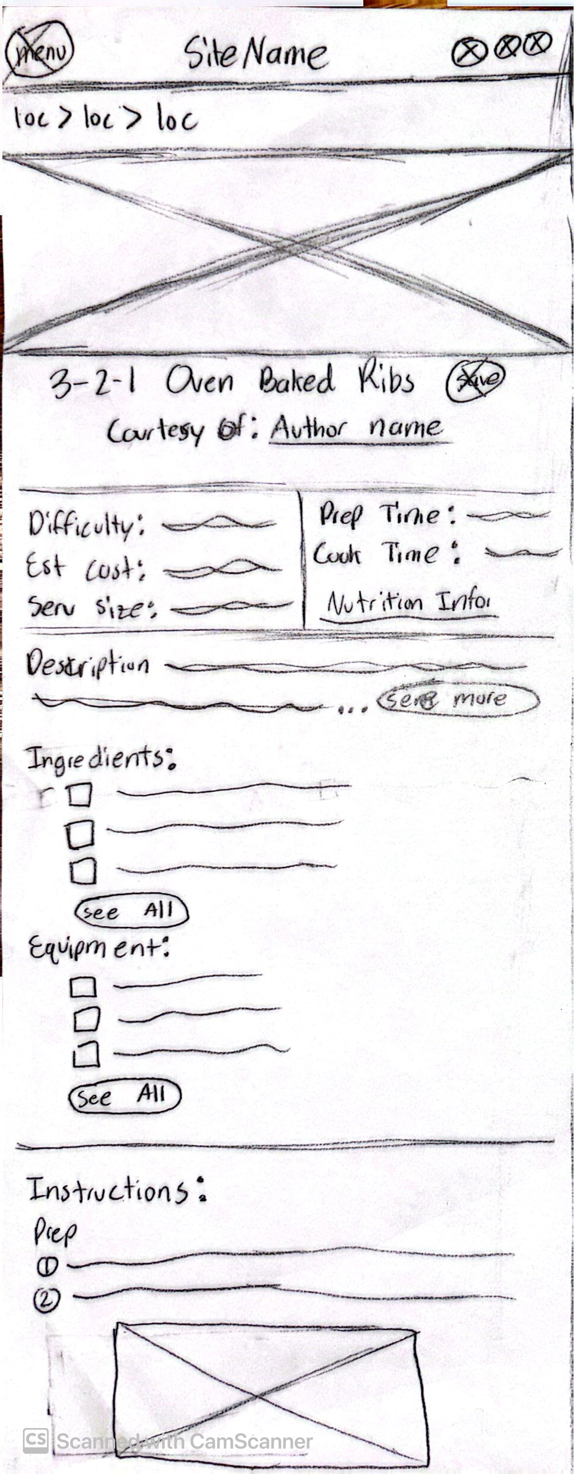 prototype sketch version 1 for desktop